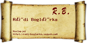 Rádi Boglárka névjegykártya