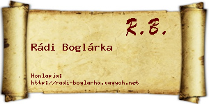 Rádi Boglárka névjegykártya